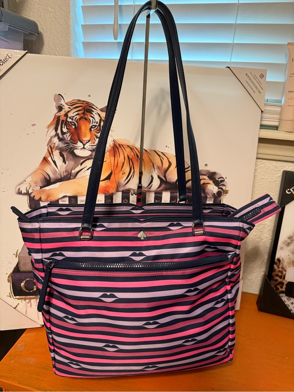 Kate Spade Jae Nylon Lip Print Tote VGUC
